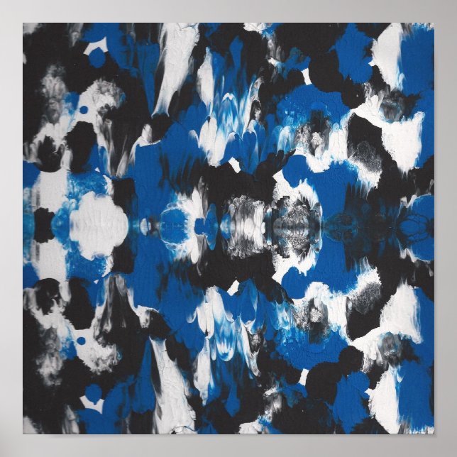 bLUE, SCHWARZE ABSTRAKTE POSTER IDEAL FÜR STUDIO O (Vorne)