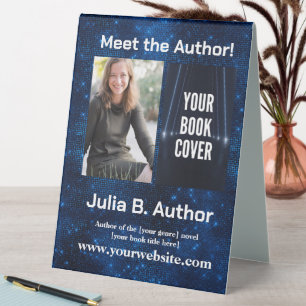 Blue SciFi Author Event Book Launch Tischaufsteller