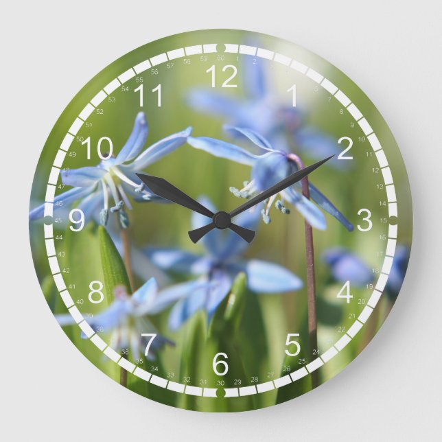 Blue Scilla clock Große Wanduhr (Vorderseite)