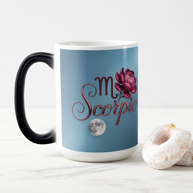 Blue Scorpio Glyph Moon Peony Morphing Mug Verwandlungstasse (Mit Donut)