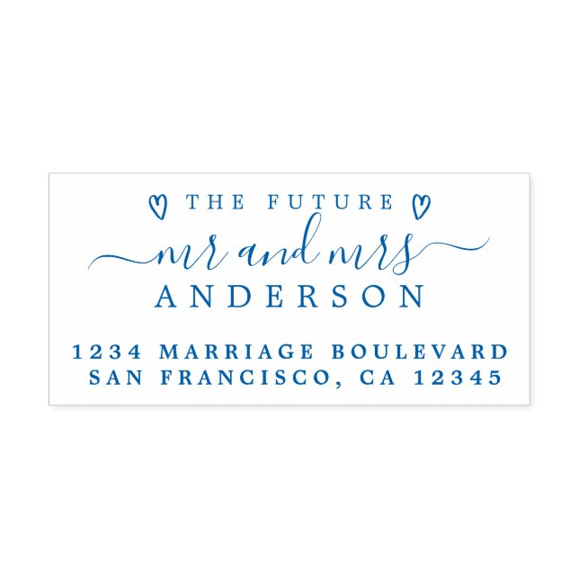 Blue Script Future Mr. Wedding Rücksendeadresse Permastempel (Design)