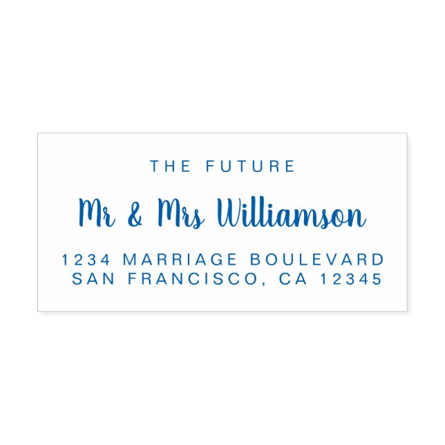 Blue Script Future Mr. Wedding Rücksendeadresse Permastempel (Design)