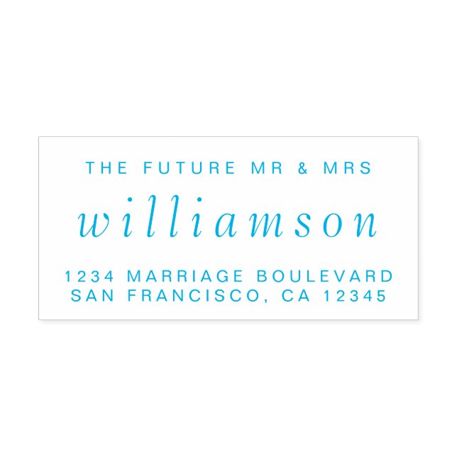 Blue Script Future Mr. Wedding Rücksendeadresse Permastempel (Design)