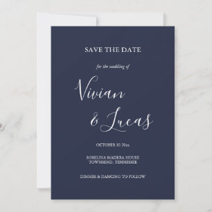 Blue Script Hochzeit speichern das Datum Save The Date