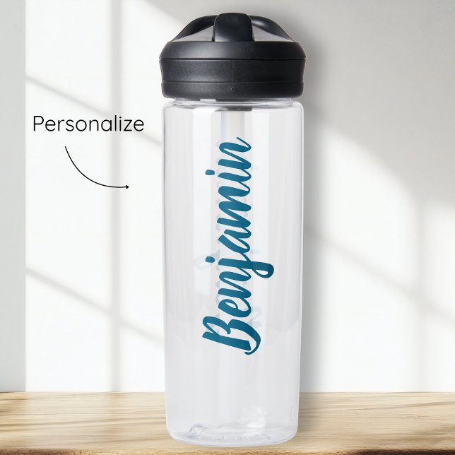 Blue Script-Individuelle Name Trinkflasche (Von Creator hochgeladen)