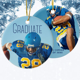 Blue Script Overlay Graduate 2 Foto Personalisiert Keramik Ornament