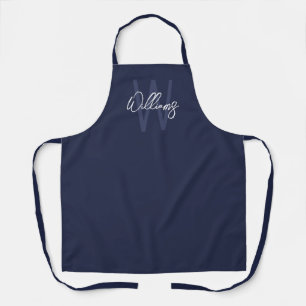 Blue Script Personalisiert Monogram und Name Schürze