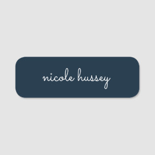 Blue Script Stilvolle Monogram Modern Namensschild