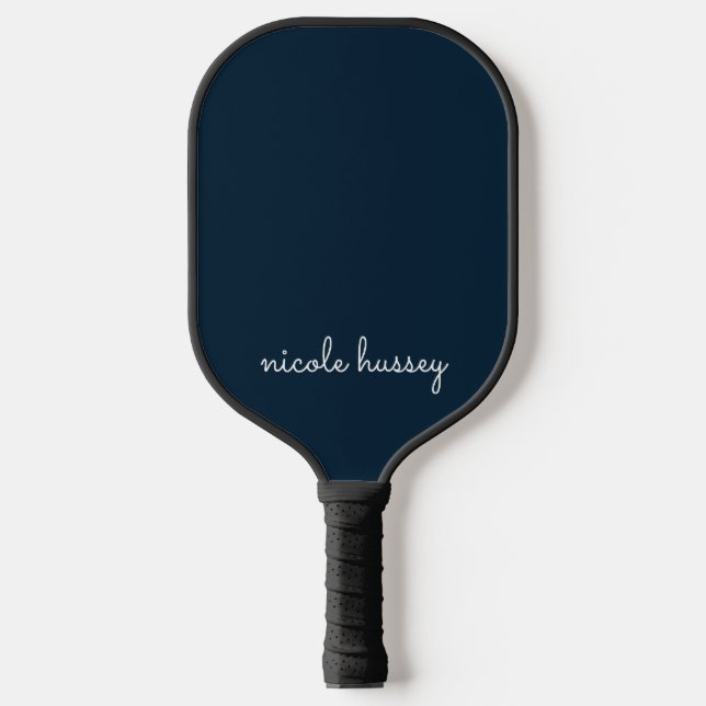 Blue Script | Stilvolle Monogram Modern Pickleball Schläger (Vorderseite)
