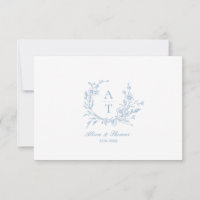 Blue Script Wildblume Monogram Details Card