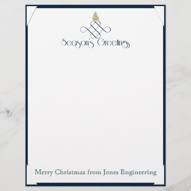 Blue Scroll mit Small Gold Weihnachtsbaum (Vorderseite)