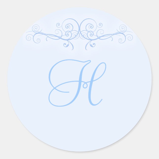 Blue Scroll Wedding Stickers (Vorderseite)