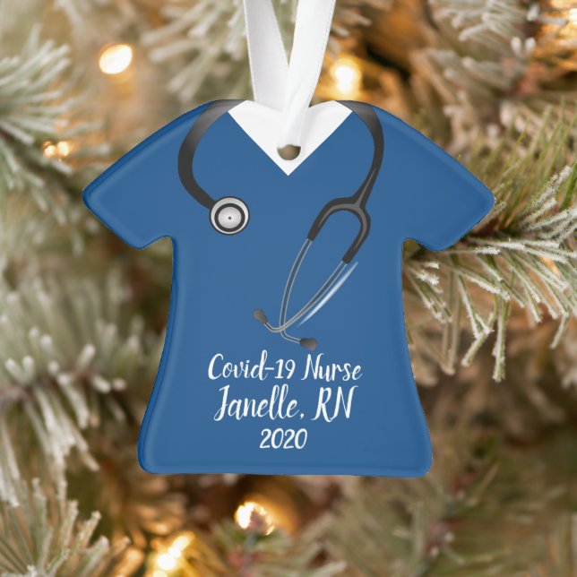 Blue Scrub Top Nurse 2020 Ornament (Baum)