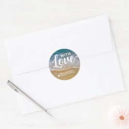 Blue Sea Beach Wedding Gefallen Runder Aufkleber