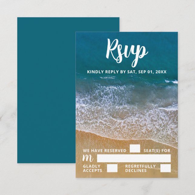 Blue Sea Beach Wedding RSVP (Devant / Derrière)