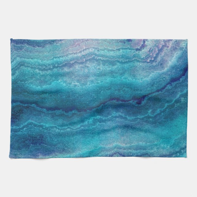 Blue Sea Green Agate Texture Geschirrtuch (Horizontal)