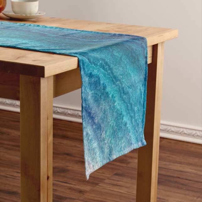 Blue Sea Green Agate Texture Kurzer Tischläufer (Beispiel)