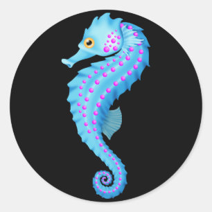 Blue Sea Horse Round-Aufkleber Runder Aufkleber