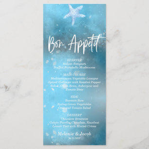Blue Sea Summer Bon Appetit Hochzeitsmenü Karte