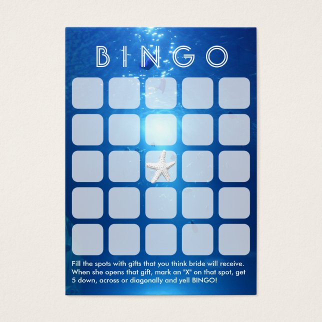 Blue Sea Thema 5x5 Bridal Bingo Card (Vorderseite)
