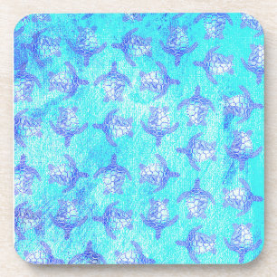Blue Sea Turtle Print Getränkeuntersetzer