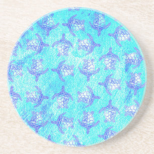 Blue Sea Turtle Print Getränkeuntersetzer