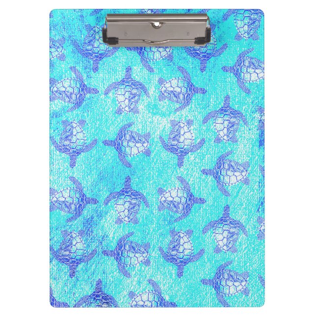 Blue Sea Turtle Print Klemmbrett (Vorderseite)