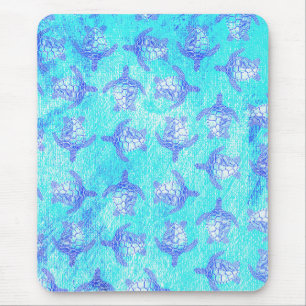 Blue Sea Turtle Print Mousepad