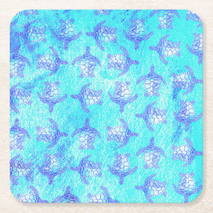 Blue Sea Turtle Print Rechteckiger Pappuntersetzer