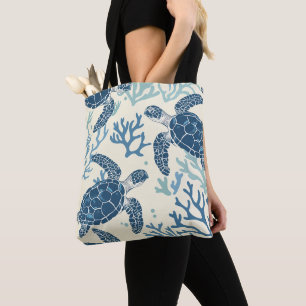 Blue Sea Turtle Reef Art Tasche