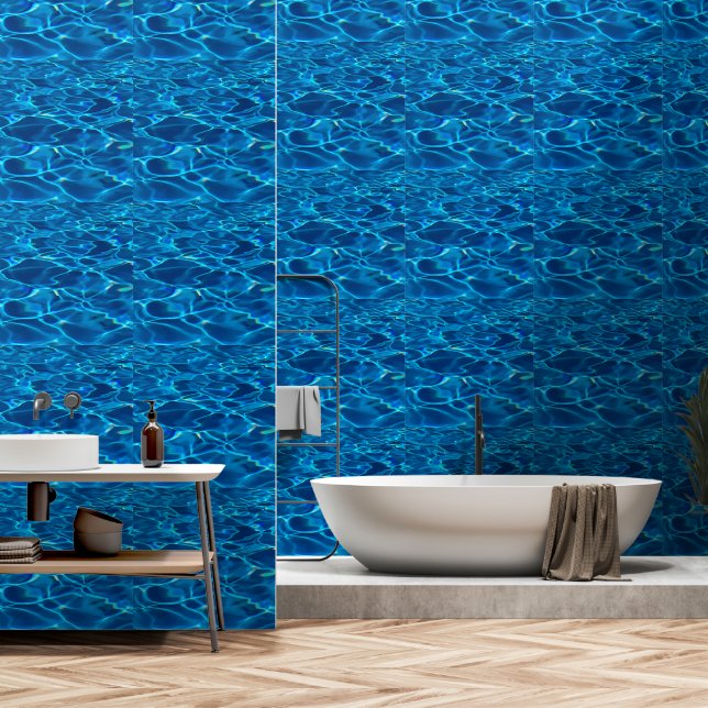 Blue Sea Water Image gedrucktes Badezimmer Sanftes Tapete (Badezimmer)