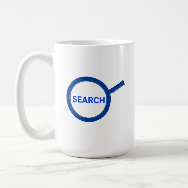 Blue Search Magnifying Glass Kaffeetasse (Links)