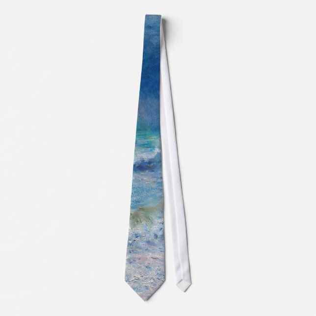 Blue Seascape von Renoir Impressionist Malerei Krawatte (Vorderseite)