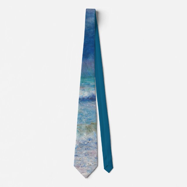 Blue Seascape von Renoir Impressionist Malerei Krawatte (Vorderseite)