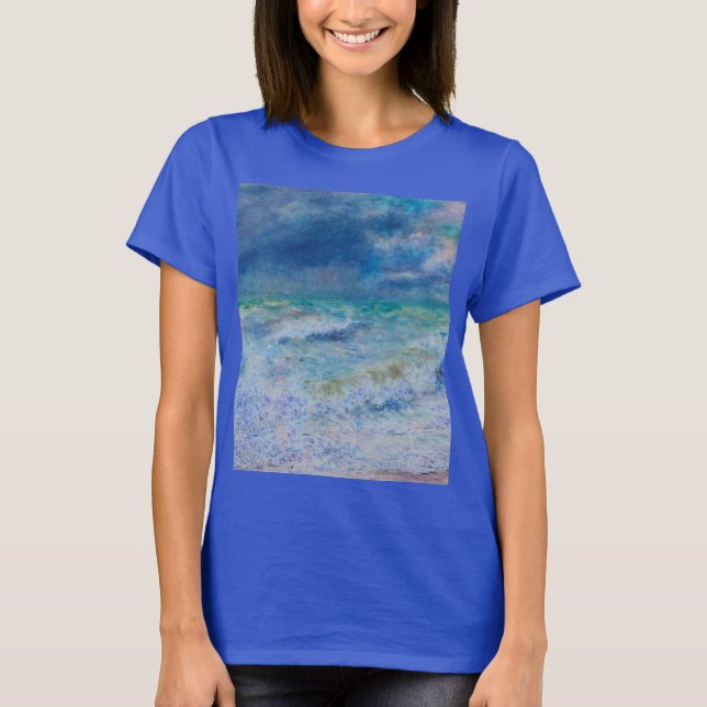 Blue Seascape von Renoir Impressionist Malerei T-Shirt (Vorderseite)