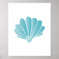 Blue Seashell Beach Art Print