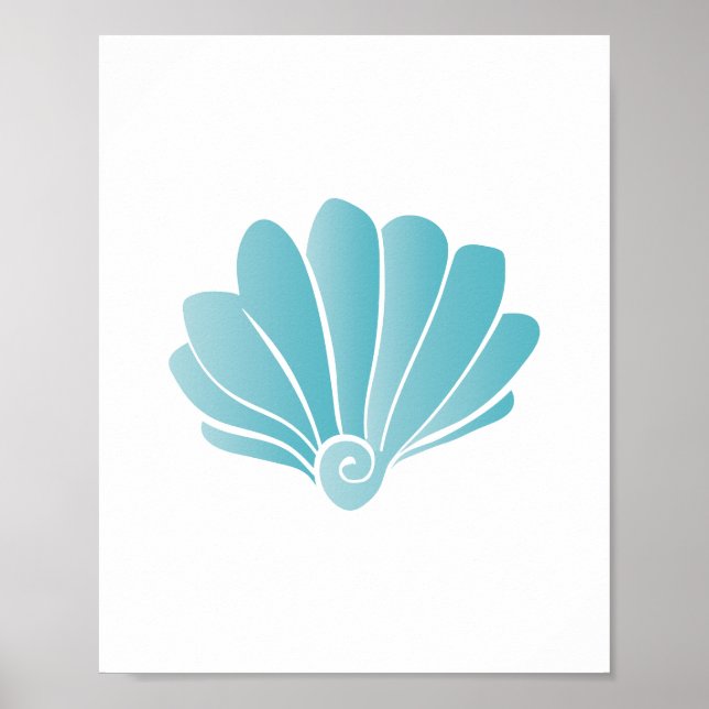 Blue Seashell Beach Art Print Poster (Vorne)