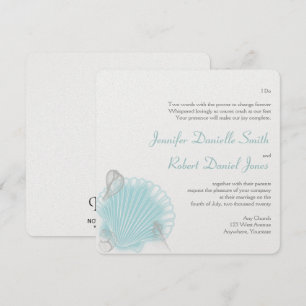 Blue Seashell Beach Wedding Einladung