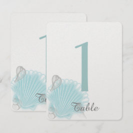 Blue Seashell Beach Wedding Tischnummer