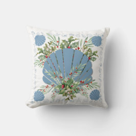 Blue Seashell Coastal Weihnachten Kissen