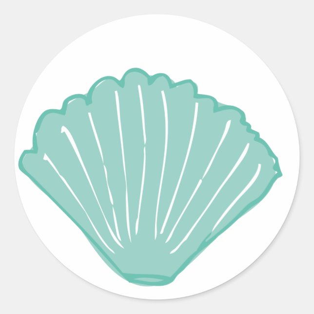 Blue Seashell Illustration Runder Aufkleber (Vorderseite)