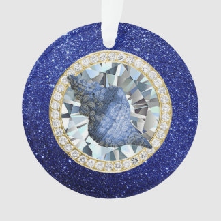 Blue Seashell Jewel Blue Imitats Glitzer Ornament