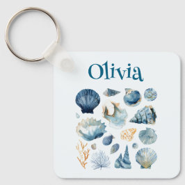 Blue Seashell Keychain | Custom Name Schlüsselanhänger