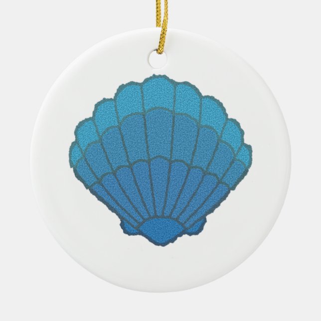 Blue Seashell Mosaic Keramikornament (Vorne)
