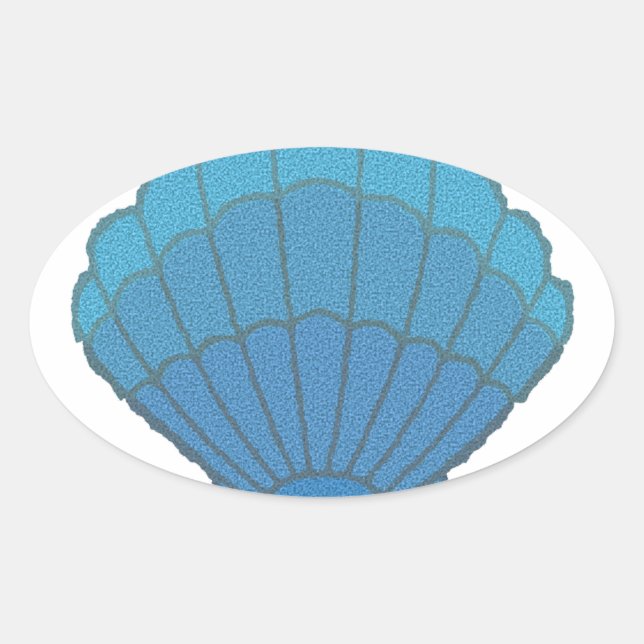 Blue Seashell Mosaic Ovaler Aufkleber (Vorderseite)