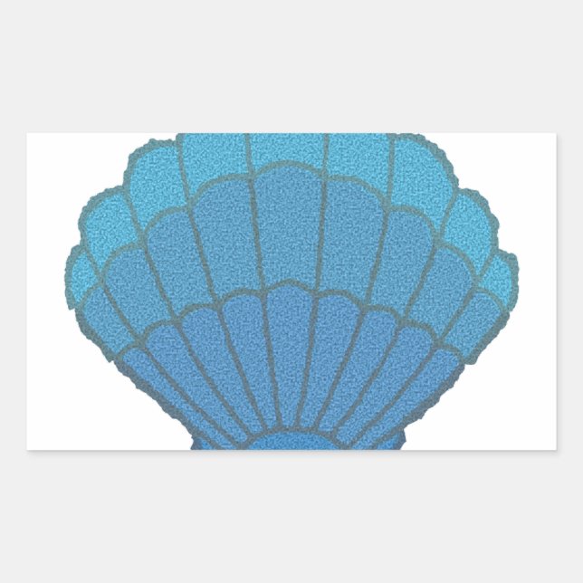 Blue Seashell Mosaic Rechteckiger Aufkleber (Vorderseite)
