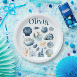 Blue Seashell Paper Teller | Individuelle Name