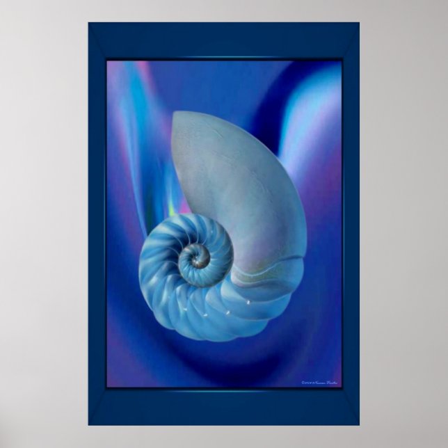 Blue Seashell Print Poster (Vorne)