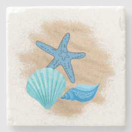 Blue Seashells auf Beach Untersetzer