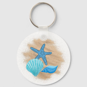 Blue Seashells auf der Beachtote-Tasche Schlüsselanhänger